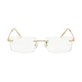 Gold-framed eyeglasses on a white background